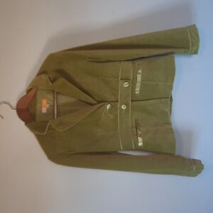 Tulle Olive Green Velvet Blazer with olive silk buttons